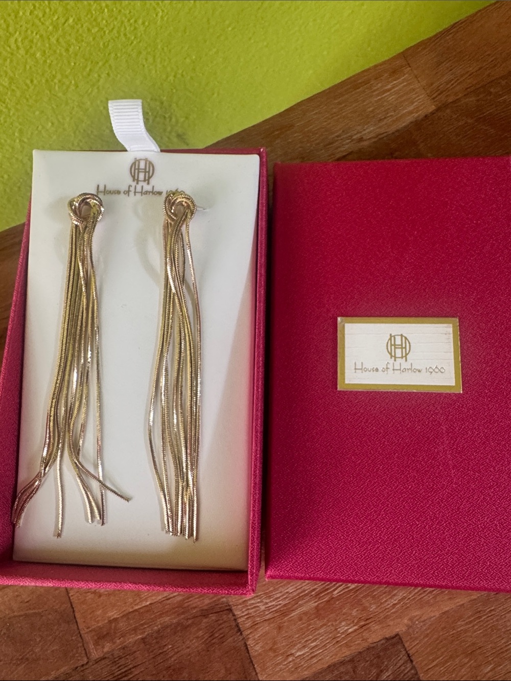 House of Harlow 1960 Long Gold Tassel Chain Earrings